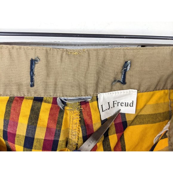 90s vintage yellow plaid wide leg cropped cotton high waisted drawstring pants - Picture 6 of 9